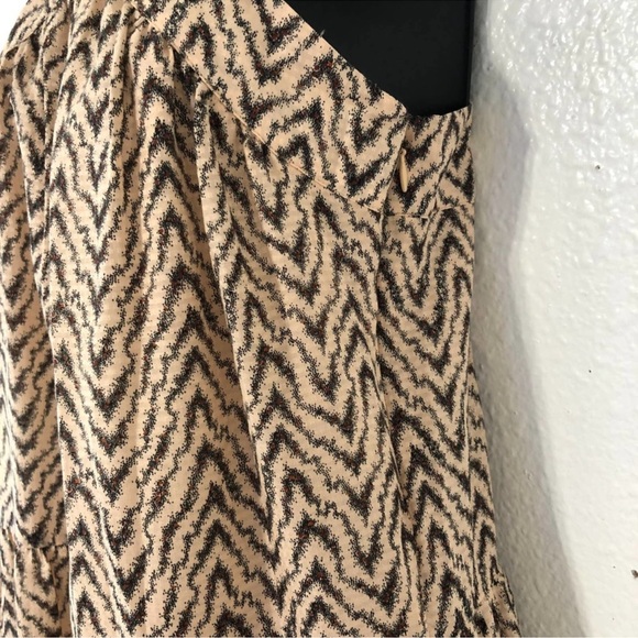 Joie Rosabel Printed Tiered Dress, Brown Cream Halter Geometric Pattern, Size XS - Picture 5 of 9